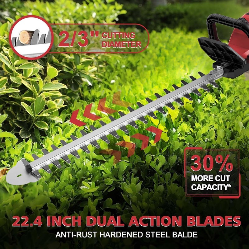 Givilo Hedge Trimmer Cordless Compatible with Milwaukee M18 Battery, 22-Inch Battery Hedge Trimmer, Brushless Bush Trimmer, 2/3'' Cutting Capacity, Lightweight & Rotatable Handle(No Battery) - Image 3